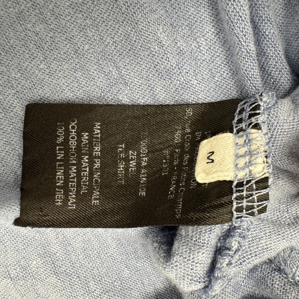 Isabel Marant Etoile Zewel Blue Linen Logo Graphic T-Shirt Metallic Silver Med - Picture 5 of 10